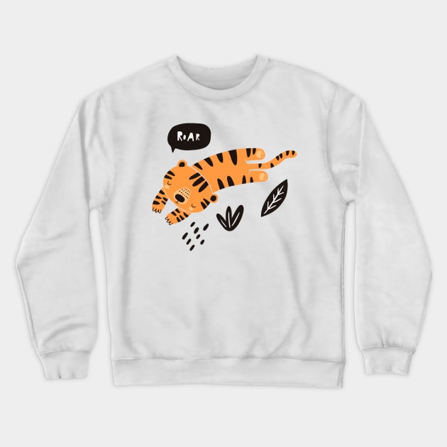 Cute Tiger Crewneck Sweatshirt by timegraf